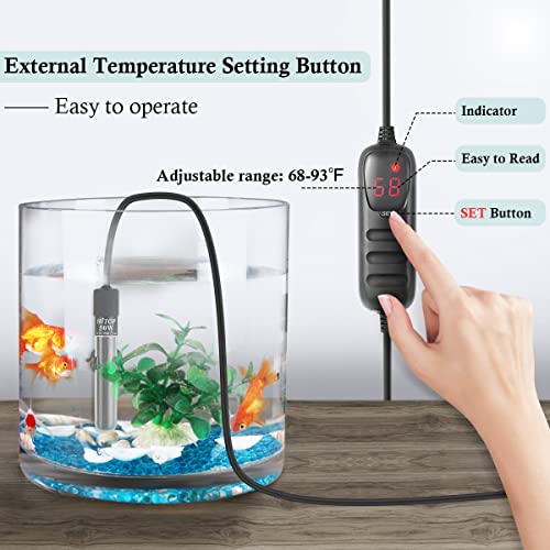 HITOP Mini Submersible Aquarium Heater - 50W Digital Heater for Fish Tank Turtle Tank 5-15 Gallon, Saltwater and Fresh Wat...