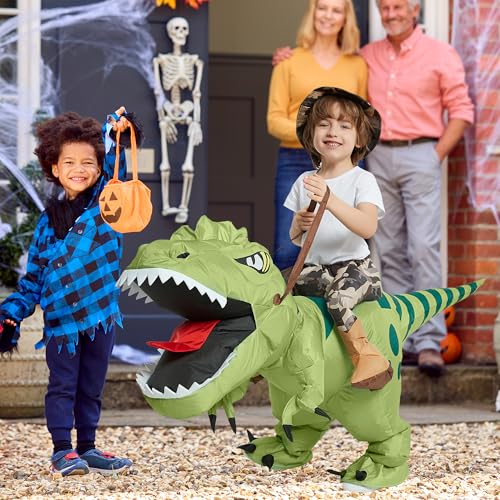 One Casa Inflatable Dinosaur Costume Kids,Blow Up Ride T Rex Suit,Halloween Costumes for Boys Girls