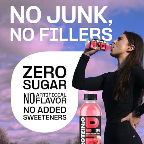 Protein2o Hydration Drink - 2-in-1 Liquid Clear Whey Protein Isolate and Electrolyte Drink - 20g Protein, Vitamins B5, B6...