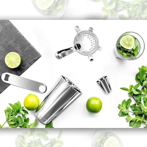 NutriChef Mixology Bartender Cocktail Shaker Set - Includes 15 & 30 oz Stainless Steel Shakers, 6 Bottle Pourers & More - ...