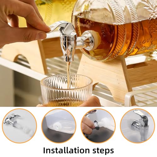 2 Pack Beverage Dispenser Spigot Replacement - Food Grade Stainless Steel Drink Dispenser Spout with Easy-Turn Handle, Uni...