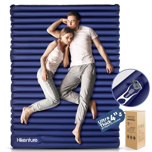 Hikenture Double Sleeping Pad for Camping, Ultralight 4" Extra-Thick Camping Mattress 2 Person, Inflatable Backpacking Sle...