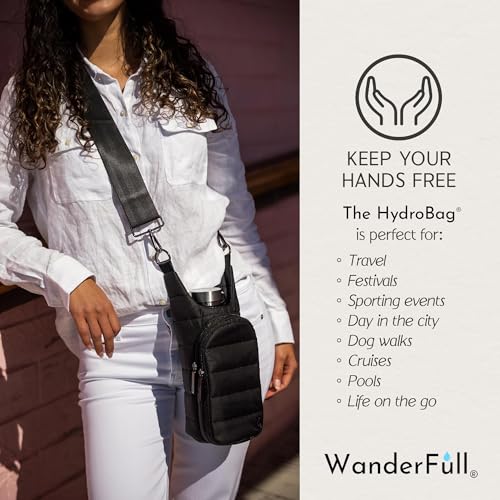 WanderFull® Original HydroBag®, Fits Up to 32 oz Water Bottle Holder with Strap, Hands-Free Crossbody, Water Bottle Carrie...