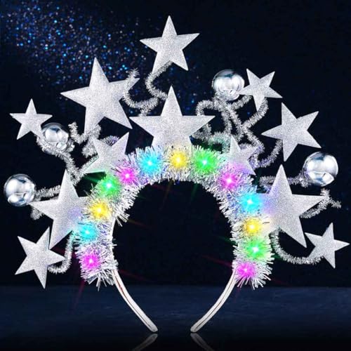 DRESBE Light Up Star Headband New Year LED Headbands Glow NYE Party Hair Accessories for Women