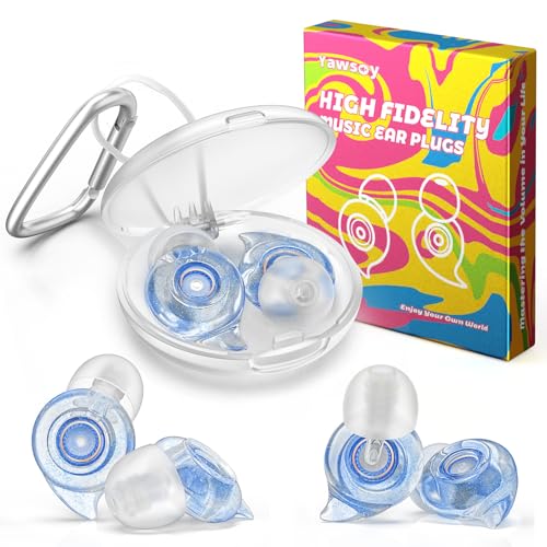 Ear Plugs for Concerts, 2 Pairs High Fidelity Ear Plugs with Acoustic Filter – NRR of 22 and 24dB Noise Reductions for Fes...