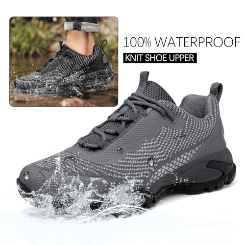 LEDINEY Mens Hiking Shoes Waterproof Lightweight Ankle Boots Outdoor Trekking Camping Walking Quest