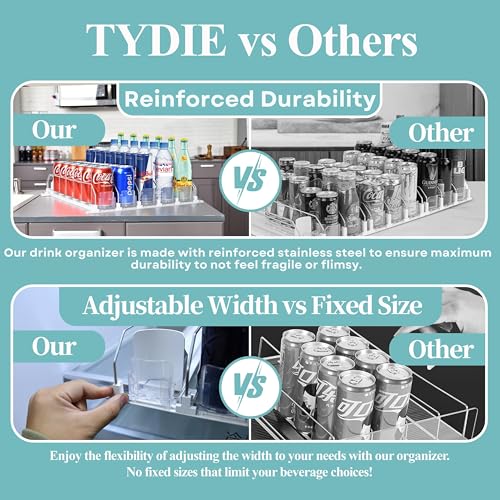 Drink Organizer For Fridge - Fridge Organizers Self Pushing Drink Dispenser, Drink Dispenser for Fridge w/Smooth Spring & ...