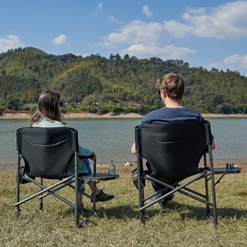 TIMBER RIDGE Aluminum Oversized Camping Chair, Lightweight Portable Directors Chair with Side Table Detachable Side Pocket...