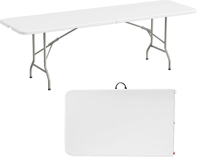 Elevon 8 Feet Heavy Duty Folding Table with Adjustable Height, Fold-in-Half Portable Table for Indoor Outdoor Use - Campin...