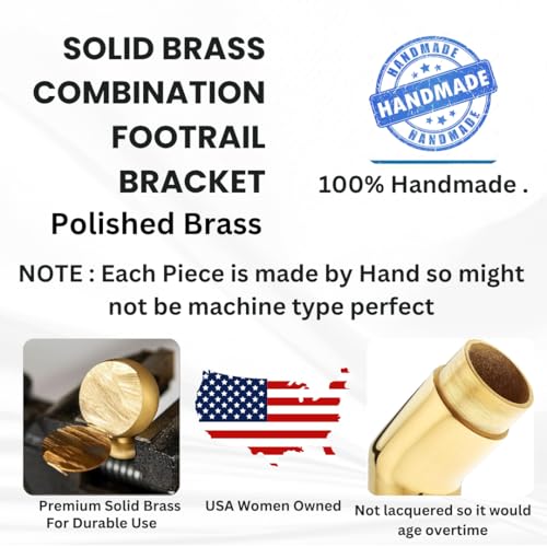 Stylentdecor Bar FootRail 135 Deg Elbow - Complete Undercounter Mount Hardware - Brass Polished 2 Inch