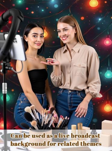 Photography Backdrops Colorful String Lights Against Dark Bokeh Effects Photo Backdrop Photography Background for Portrait...
