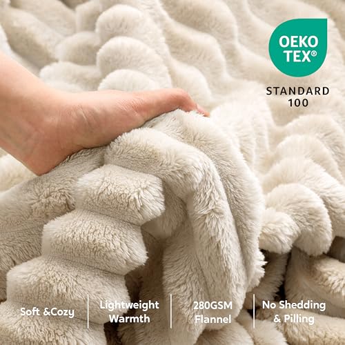 Joiedomi Beige Throw Blanket for Couch, Soft & Warm Beige Fleece Blankets Gifts for Women Mom, Cozy Cute Soft Throw 50x60 ...