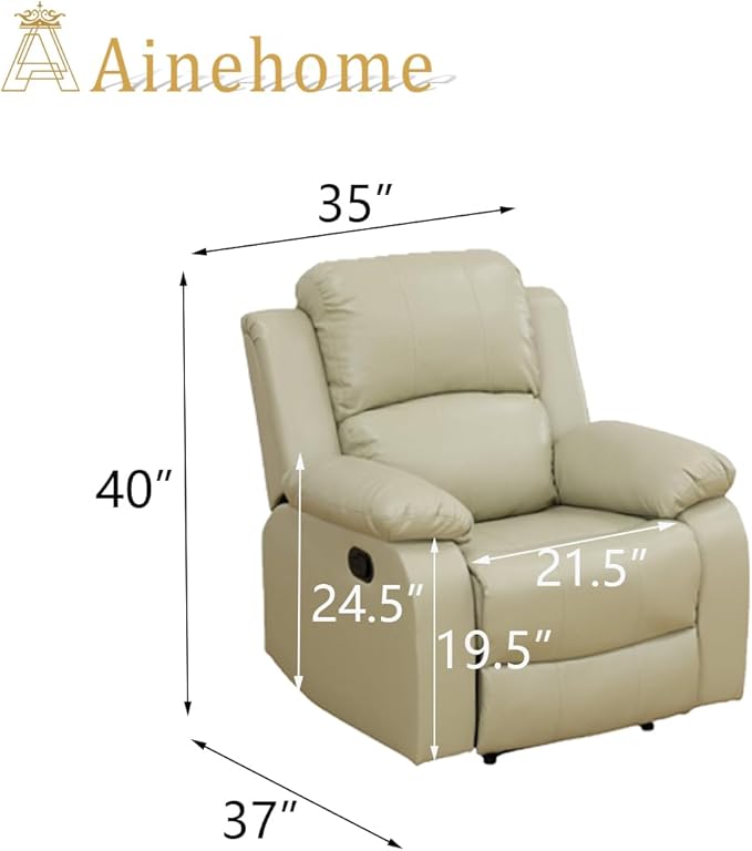 A Ainehome Living Room Furniture Set Leather Recliner Sofa Set Loveseat Chair Furniture Sofa Set for Living Room/Small Space/Rv/House/Office/Theater Seating (A-Beige Leather, Chair)
