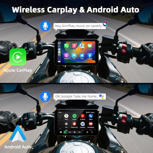 6.25" CarPlay Motorcycle IP67 Waterproof Motorcycles GPS Navigation System Moto Carplay & Android Auto Screen with Dual Bl...