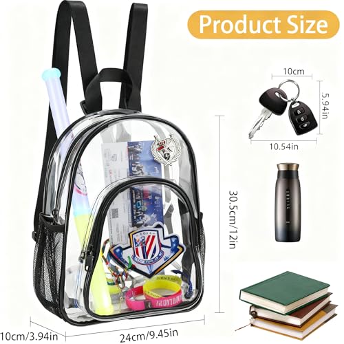 TKSDWBLTY 3Pcs Clear Backpack for Stadium Events,10x12x4 Inches Small Clear Backpack for Concert,Transparent Bag for Socce...