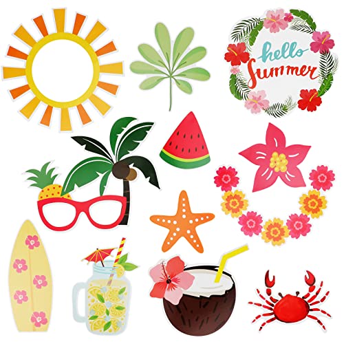 PHOGARY Luau Party Decorations Luau Photo Booth Props Kit, 30PCS Hawaiian Themed Party Decorations Tropical Tiki Party Fav...