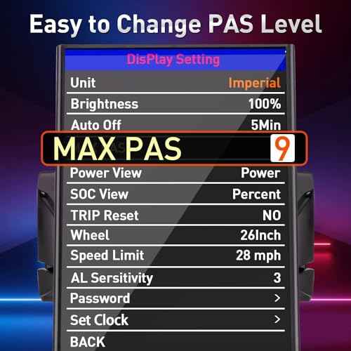 BAFANG 3.5in eBike Display DPC18 for BBS01B BBS02B BBSHD Mid Motor 0-9 Pedal Assist Levels eBike Computer Display with Automatic Backlight UART Protocol