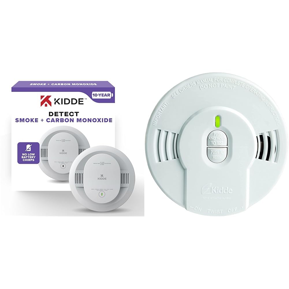 Kidde Smoke & Carbon Monoxide Detector with Smoke Detector, 10-Year Battery Powered 2-Pack