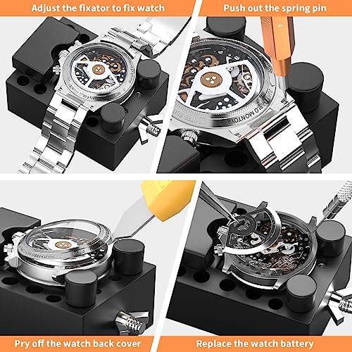 Watch Link Removal Kit, BYNIIUR Watch Repair Kit, Watch Case Opener Spring Bar Tools, Watch Battery Replacement Tool Kit, ...
