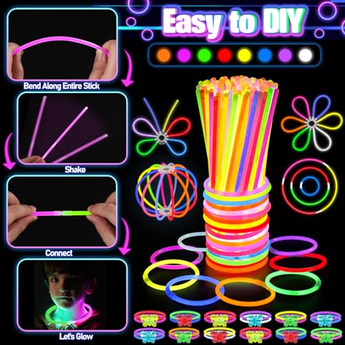 150PCS Glow in the Dark Party Supplies for Kids Adults, Light Up Party Favors with Light Up Glasses, Headband, Rings, 100 ...