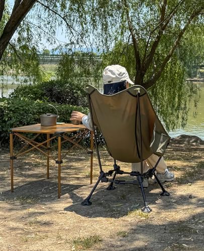 iClimb Two-Heights Light Compact Comfortable Camping Folding Beach Chair with Anti-Sinking Large Feet and Carry Bag