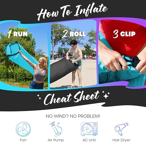 Nevlers 2 Pack Inflatable Loungers Air Sofa Couch | Perfect for Beach Chair Camping Chairs or Portable Hammock |Travel Bag...