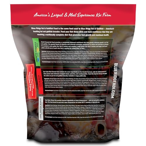 Blue Ridge Koi Fish Food 5lb - Cool Water Wheat 3/16", Fall and Winter Floating Pond Pellets, Ponds Fish Food