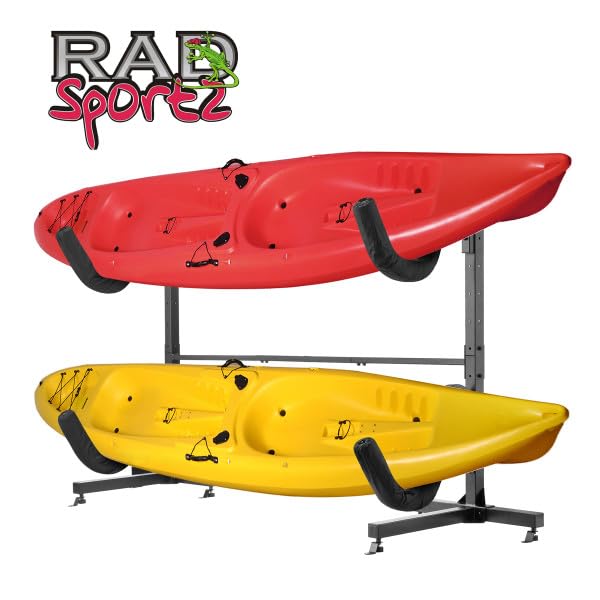 Rad Sportz Kayak Storage Rack - Freestanding Adjustable Stand with Padded Arms and 400lb Capacity for Canoes, SUP, or Padd...