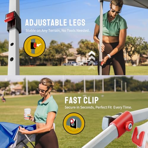 CROWN SHADES 10x10 Pop Up Canopy - Beach Tent with One Push Setup - Easy Outdoor Sun Shade for Events, Parties, Camping - ...