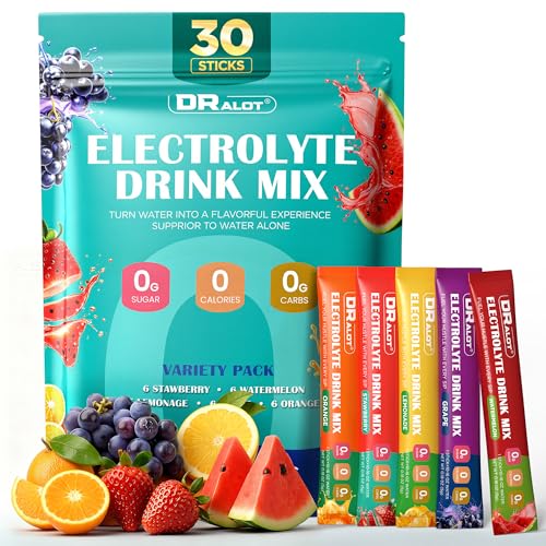 Dralot Juicy Splash 30 Packs Sugar Free Electrolytes Powder w/Natural Flavor, Liquid Daily IV Recharge+Tech. Mix 5 Electro...