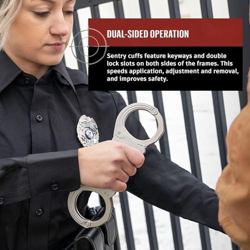 ASP Sentry Handcuffs, Professional Grade with Stainless Steel Frames, Forged Steel Bows, Dual-Sided Keyways, and Double Lo...