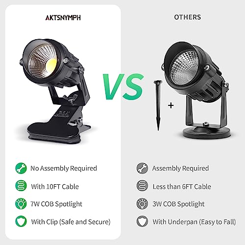 AKTSNYMPH LED Clamp Spot Lights,Indoor/Outdoor Plants Decor Accent Lighting,Clip on Lights Daylight White Uplights with 9....