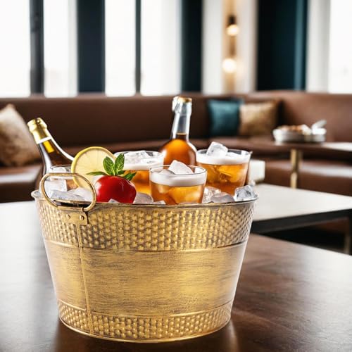 Metal Ice Bucket Galvanized Beverage Tub,Drink Buckets Large Cooler for Wine Beer Champagne Cocktails for Catering, Bars, ...