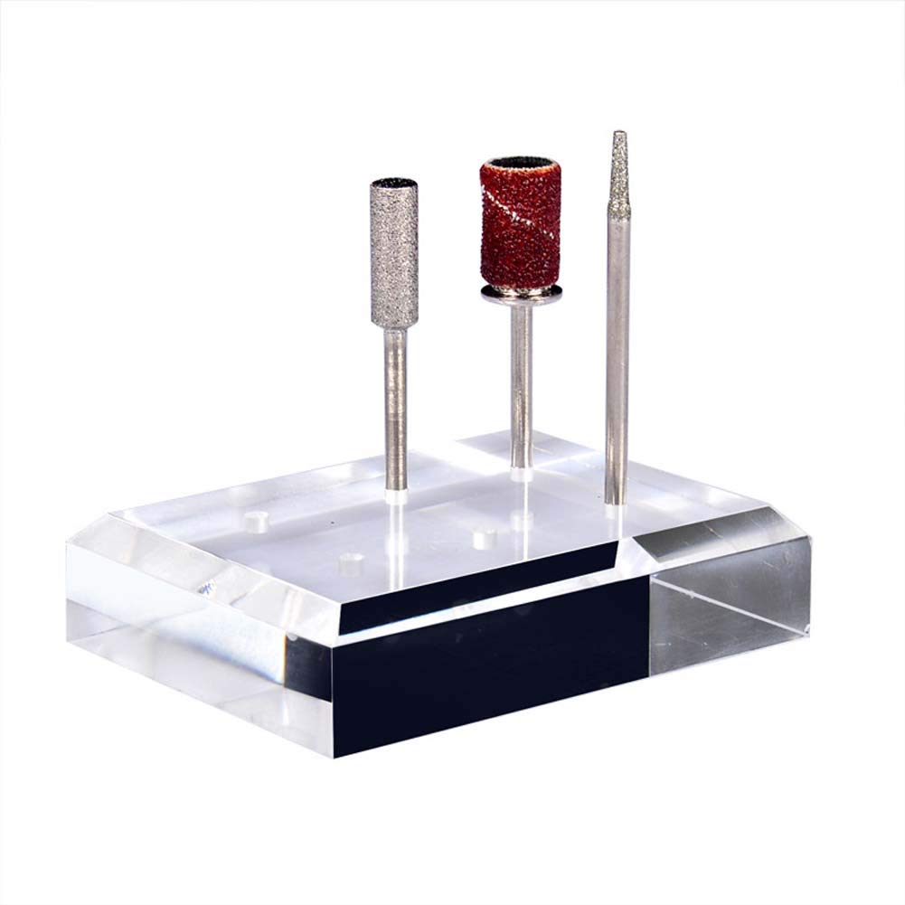 1Pc Rectangle Acrylic Nail Drill Bit Holder Stand Case Display Organizer 6 Holes Drill Bit Holder Manicure Tools for Home Use or