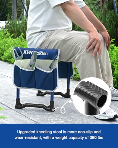 KVR Garden Kneeler and Seat Set 2025 Upgraded - Heavy Duty Foldable Bench Chair with 3 Tools & 2 Tool Pouch + Multi-Purpos...