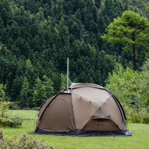 Camping Hot Tent Dome Tent Freestanding Wood Stove Tent, POMOLY Dome X6 4 Season Tent for 2-4 Person Backpacking, Hiking, ...