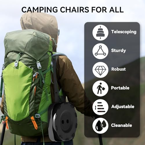 Guioiby 2025 Upgraded Portable Folding Stool, Collapsible Stool, Telescoping Camping Stool with Max Load Capacity 485lbs, ...
