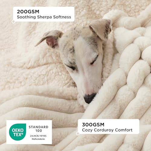 Bedsure Waterproof Dog Blankets for Large Dogs - Soft Pet Cat Blanket Corduroy Fleece for Couch Bed Protector Washable, Co...