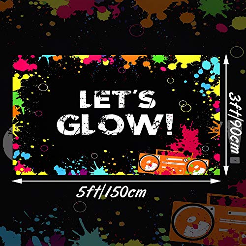 46 Pieces Glow Party Supplies Including Let's Glow Neon Banner Backdrop 45 Photo Booth Prop Fully Assembled Fluorescent Pa...