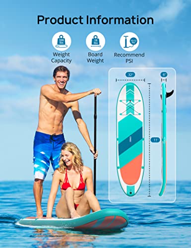 EVAJOY Inflatable Paddle Board 6'' Thick Around Stand Up Paddle Board with Portable iSUP Accessories & Waterproof Bag, Por...