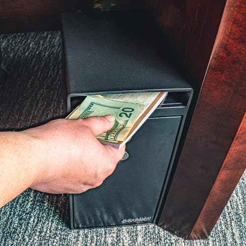 Barska Key Lock Depository Drop Safe ? Steel Lock Box with Drop Slot, Anti-Fishing Baffle, for Cash, Receipts, Keys & Valuables ? Ideal for Business & Office Use