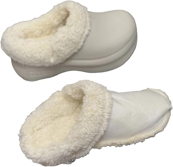 1Pair Removable Fleece Lined Clog Slipcovers, Short Fleece Lining Thickened Insole, for Chef Shoes Kitchen Indoor Outdoor,...