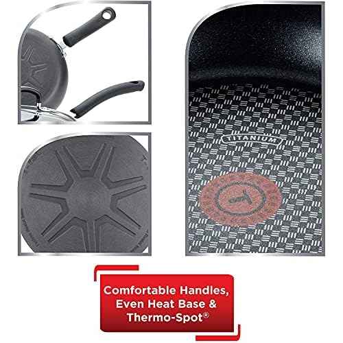 T-fal Ultimate Hard Anodized Nonstick Fry Pan Set 2 Piece, 8, 10 Inch, Oven Broiler Safe 400F, Kitchen, Cookware, Pots and Pans Set Non Stick, Frying Pans, Dishwasher Safe, Black