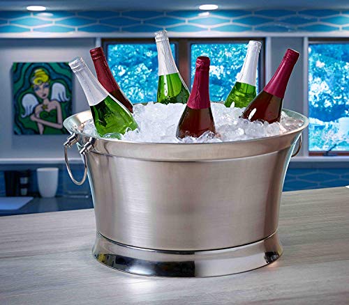 BIRDROCK HOME Double Wall Beverage Tub - Stainless Steel Ice Bucket, Metal Drink Cooler with Handles, for Parties & Event...