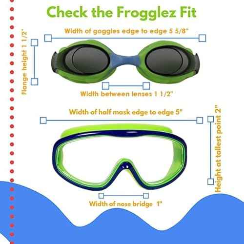 Frogglez Youth Wide View Anti-Fog Crystal Clear Swim Goggle Mask for Kids under 10 (Ages 4-10)