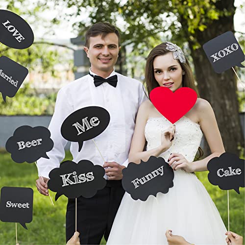 Large Blank Photo Booth Props Signs, 11pcs Large Writable Chalkboard Photo Booth Props with Chalk and Sticks, Tvorvik Blan...
