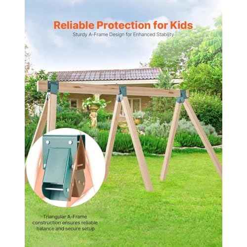 VEVOR Swing Set Brackets, A-Frame Heavy Duty Carbon Steel Swing Hangers with Mounting Hardware, 3-Piece DIY Hanger Sets Bracket with Bolts Included, for 4 x 4 Legs and 4 x 6 Beam, Green
