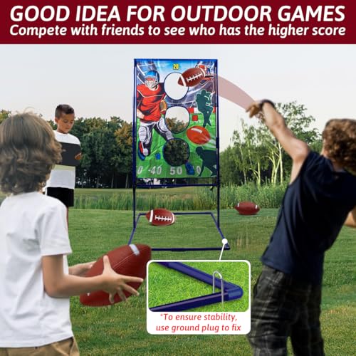 Punieayi Football Toss Game with 4 Inflatable Balls, Football Throwing Target Games for Boys 8-12, Sports and Outdoors Toy...