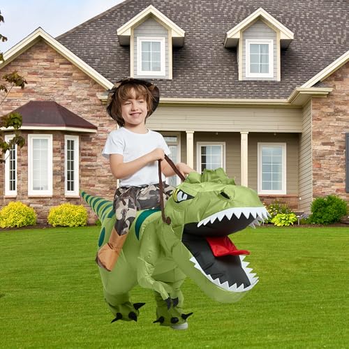 One Casa Inflatable Dinosaur Costume Kids,Blow Up Ride T Rex Suit,Halloween Costumes for Boys Girls