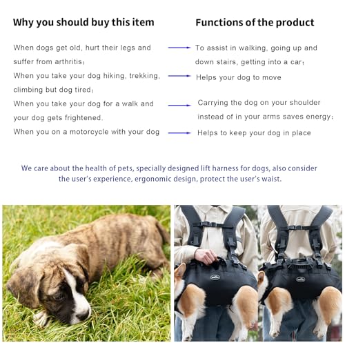 wakytu Dog Backpack Carrier for Medium Dogs Emergency Backpack, Old, Disabled, Joint Injuries, Arthritis, Rehabilitation C...